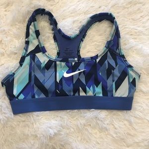 Nike Dri-fit Sports Bra Blue Geometric Print Sz Sm